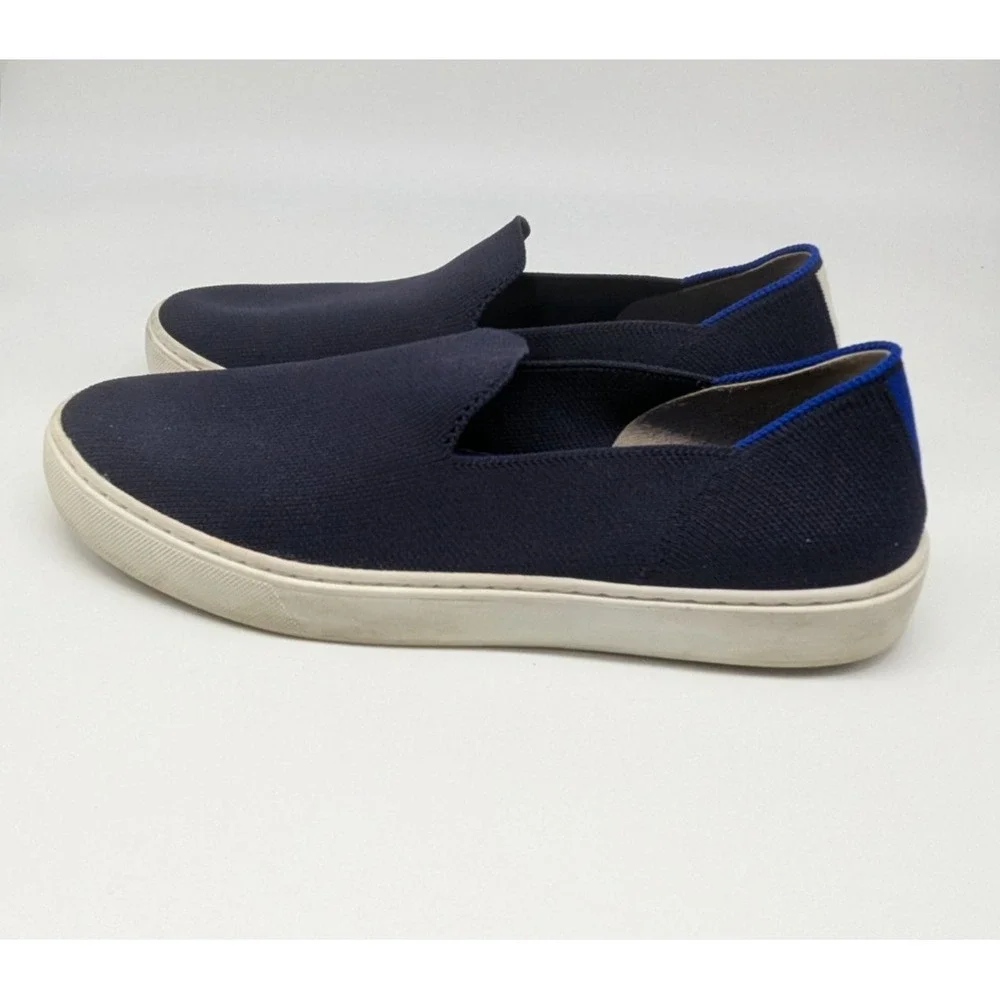 Rothys The Original Sneakers Womens Sz 8 Navy Blue Knit Slip On Shoes Loafers